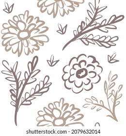 Flowers vector seamless fabric pattern