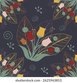 Flowers vector seamless pattern. This pattern can be used for fabric textile wallpaper fashion design dress background,dress , fashion design for fabric, prints  