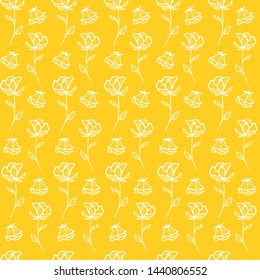flowers vector seamless pattern with yellow background. Great for wallpaper,backgrounds,gifts,surface pattern design,packaging design projects, stationary,fabric