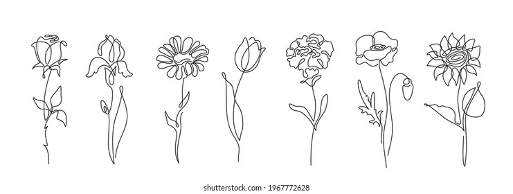Flowers Vector Set Illustration Simple Minimal Stock Vector Royalty Free Shutterstock