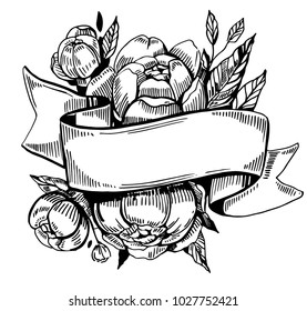 Flowers vector sketch. Hand drawn illustration converted to vector