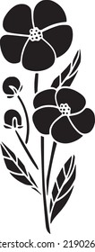 Esténcil vector de flores, negro y blanco