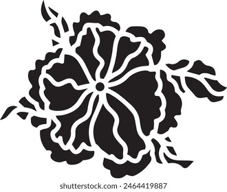 Flowers Vector Stencil, Black and White