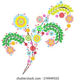 Flowers vector, traditional branch of floral blooming. Designs can be use for fashion, mass print production, advertising, web and other various applications. 