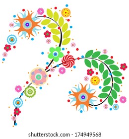 Flowers vector, traditional branch of floral blooming. Designs can be use for fashion, mass print production, advertising, web and other various applications. 