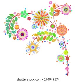 Flowers vector, traditional branch of floral blooming. Designs can be use for fashion, mass print production, advertising, web and other various applications. 