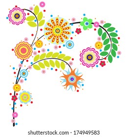 Flowers vector, traditional branch of floral blooming. Designs can be use for fashion, mass print production, advertising, web and other various applications. 