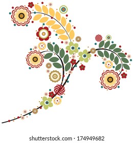 Flowers vector, traditional branch of floral blooming. Designs can be use for fashion, mass print production, advertising, web and other various applications. 