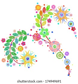 Flowers vector, traditional branch of floral blooming. Designs can be use for fashion, mass print production, advertising, web and other various applications. 