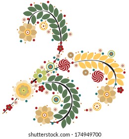 Flowers vector, traditional branch of floral blooming. Designs can be use for fashion, mass print production, advertising, web and other various applications. 