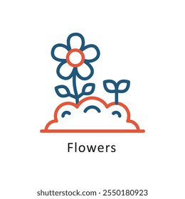 Flowers Vector Two Color Outline IconIcon. Eps 10 file