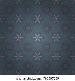 Flowers vector wallpaper. Colorful seamless pattern. Floral mandalas background in brown, blue and gray colors.