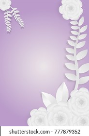 Flowers with vines on a purple background,vector illustration, Paper art style.