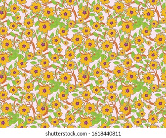 Flowers. Vines. Seamless pattern. EPS 10. Vector.