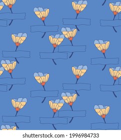 Flowers  in vintage style 70-s, seamless pattern.	