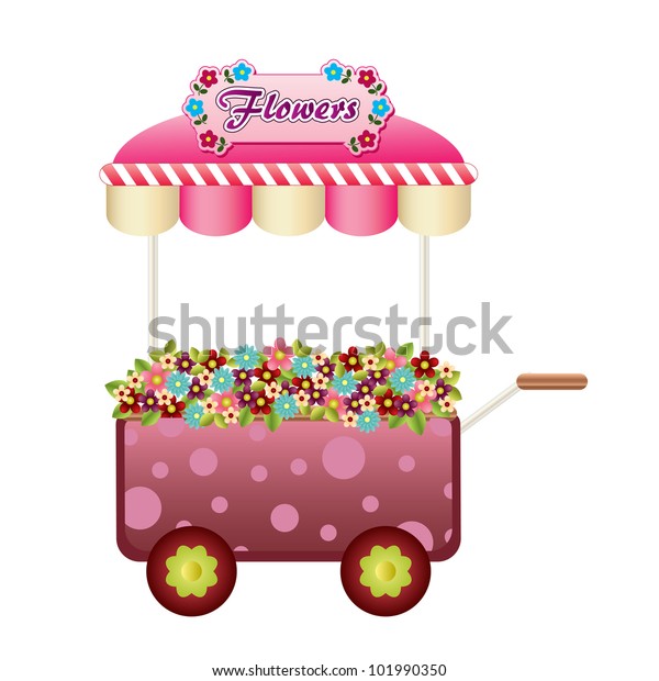 Flowers Wagon Stock Vector (Royalty Free) 101990350