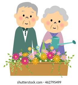 Flowers in the water doing a elderly couple