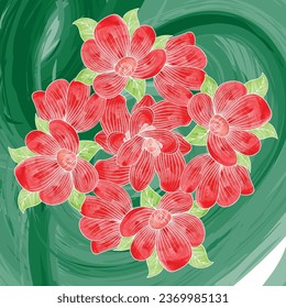 Flowers with watercolor art style vector graphics illustration