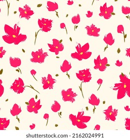 flowers watercolor, gouache seamless pattern. Summer floral background, hand drawn flowers