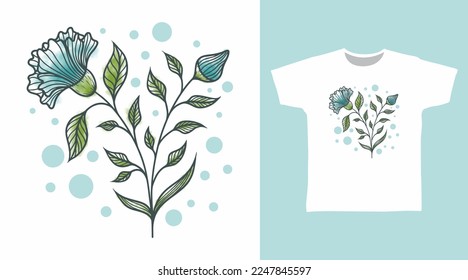 Flowers watercolor hand drawn t shirt and apparel design concept