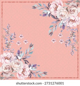 Flores Acuarela Ilustración Composición Patrón Diseño Cubierta