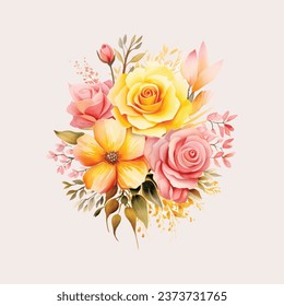 Flowers watercolor illustration. Manual composition. Big Set watercolor elements.