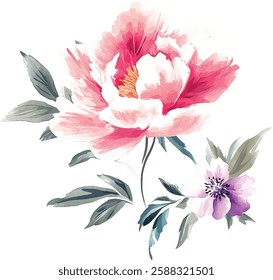 Flowers watercolor illustration vector.Manual composition.Big Set watercolor elements.
