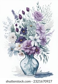 Flowers watercolor illustration.Manual composition.Big Set watercolor elements，Design for textile, wallpapers，Element for design,Greeting card