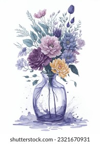 Flowers watercolor illustration.Manual composition.Big Set watercolor elements，Design for textile, wallpapers，Element for design,Greeting card