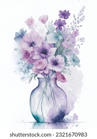 Flowers watercolor illustration.Manual composition.Big Set watercolor elements，Design for textile, wallpapers，Element for design,Greeting card