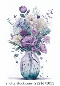 Flowers watercolor illustration.Manual composition.Big Set watercolor elements，Design for textile, wallpapers，Element for design,Greeting card