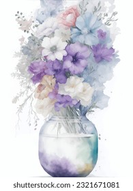 Flowers watercolor illustration.Manual composition.Big Set watercolor elements，Design for textile, wallpapers，Element for design,Greeting card