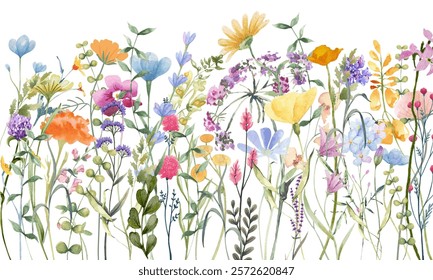 Flowers watercolor illustration.Manual composition.Big Set watercolor elements，Design for textile, wallpapers，Element for design,Greeting card