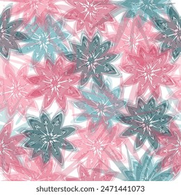 Flowers watercolor seamless pattern. Floral nature decorative background.  Raster bitmap illustration. Art expression painting style.