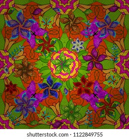 Flowers watercolor seamless pattern. Vector Stylish fabric pattern.