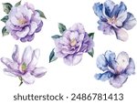 Flowers watercolor vector illustration.Manual composition