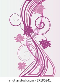 Flowers and waves2. Vector illustration