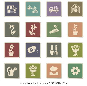 flowers web icons - paper stickers for user interface design