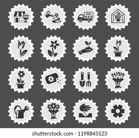 flowers web icons stylized postage stamp for user interface design