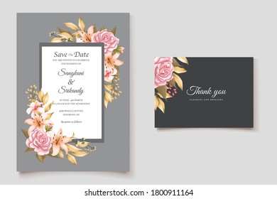 flowers wedding card invitation template