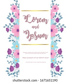 flowers wedding, greeting card vertical design flower frame decoration vector illustration