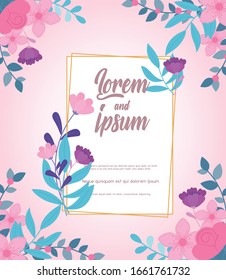 flores boda, guardar la fecha, felicitación floral follaje decoración tarjeta ilustración vectorial