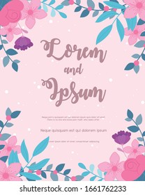 flowers wedding, save the date, floral decorative embellishment card vector illustration