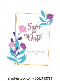 flowers wedding, save the date, floral decoration flowers vector illustration