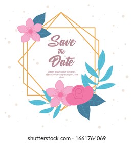 flowers wedding, save the date, greeting card flowers decoration vector illustration