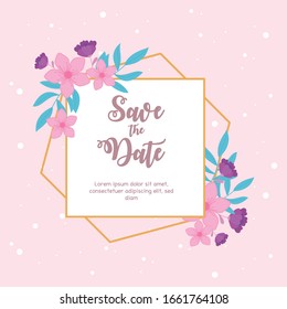 flowers wedding, save the date, ornate texture decoration banner vector illustration