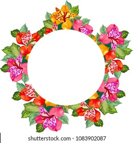 flowers wreath  with lily.vector