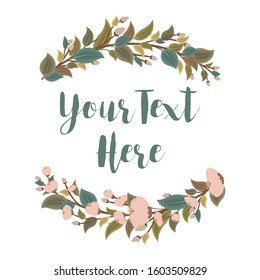 Flowers wreath vector isolated on white background 