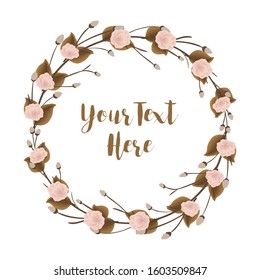 Flowers wreath vector isolated on white background 