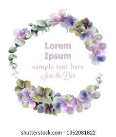 Flowers wreath watercolor Vector. Beautiful wedding invitation, ceremony, save the date, greetings
